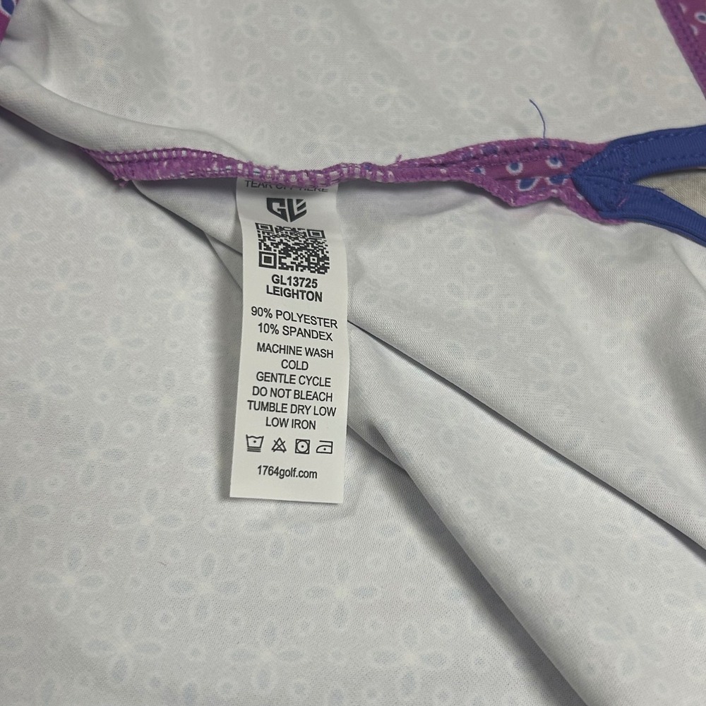 Graham Luxe Leighton Mens XXL Golf Polo Shirt Purple Floral Stretch GL13725 - Picture 4 of 8